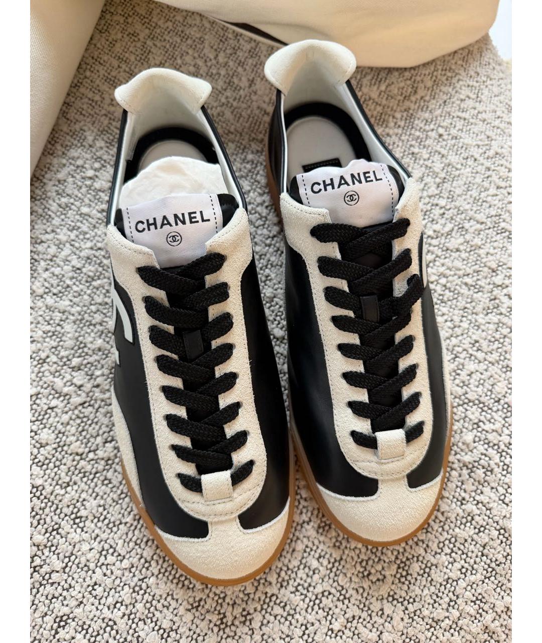 CHANEL Черные кожаные кроссовки, фото 2