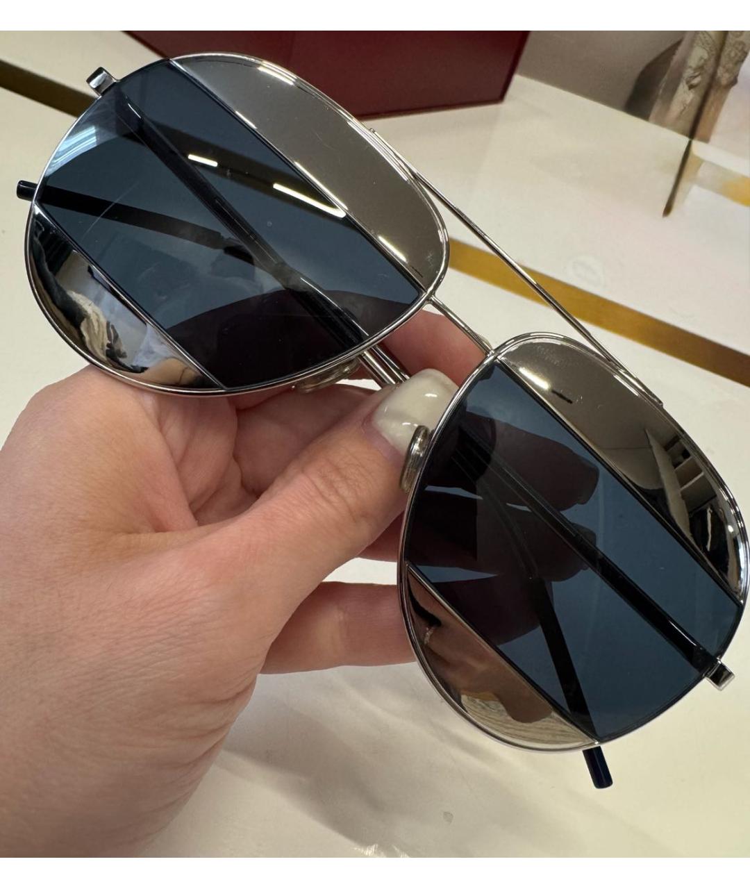 CHRISTIAN DIOR Серые металлические солнцезащитные очки, фото 5