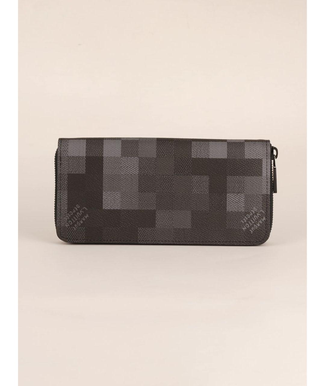 LOUIS VUITTON Черный кожаный кошелек, фото 3