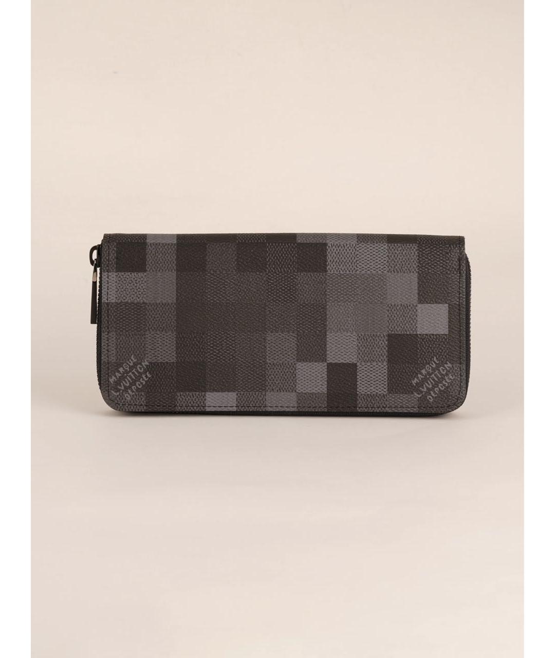 LOUIS VUITTON Черный кожаный кошелек, фото 9