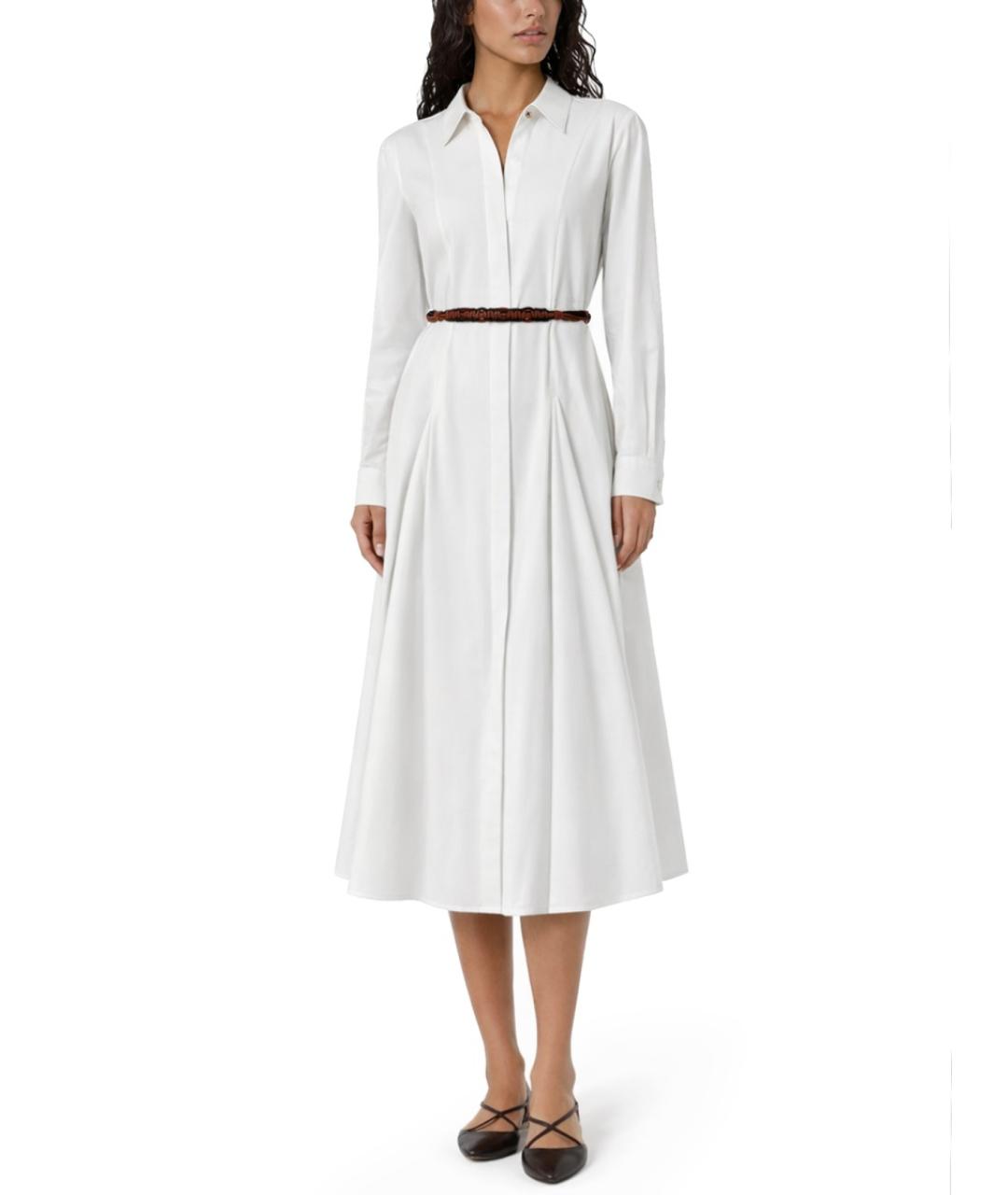 MAX MARA Белое хлопковое повседневное платье, фото 2