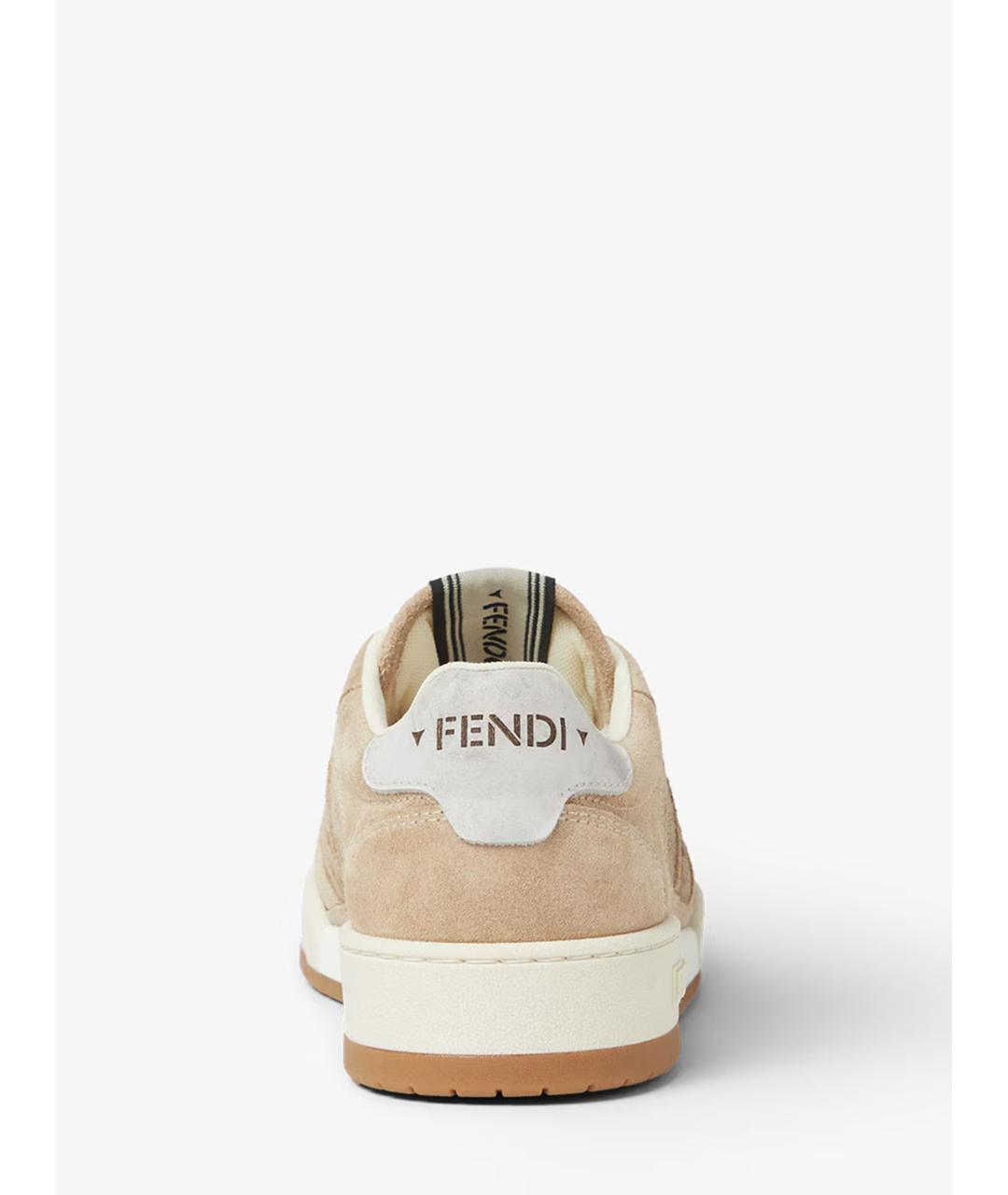 FENDI Бежевые кожаные кроссовки, фото 3