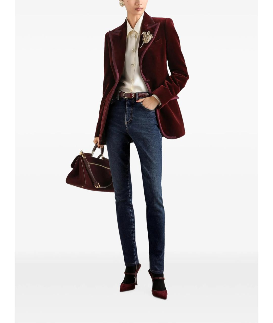 DOLCE&GABBANA Синие хлопковые прямые джинсы, фото 5