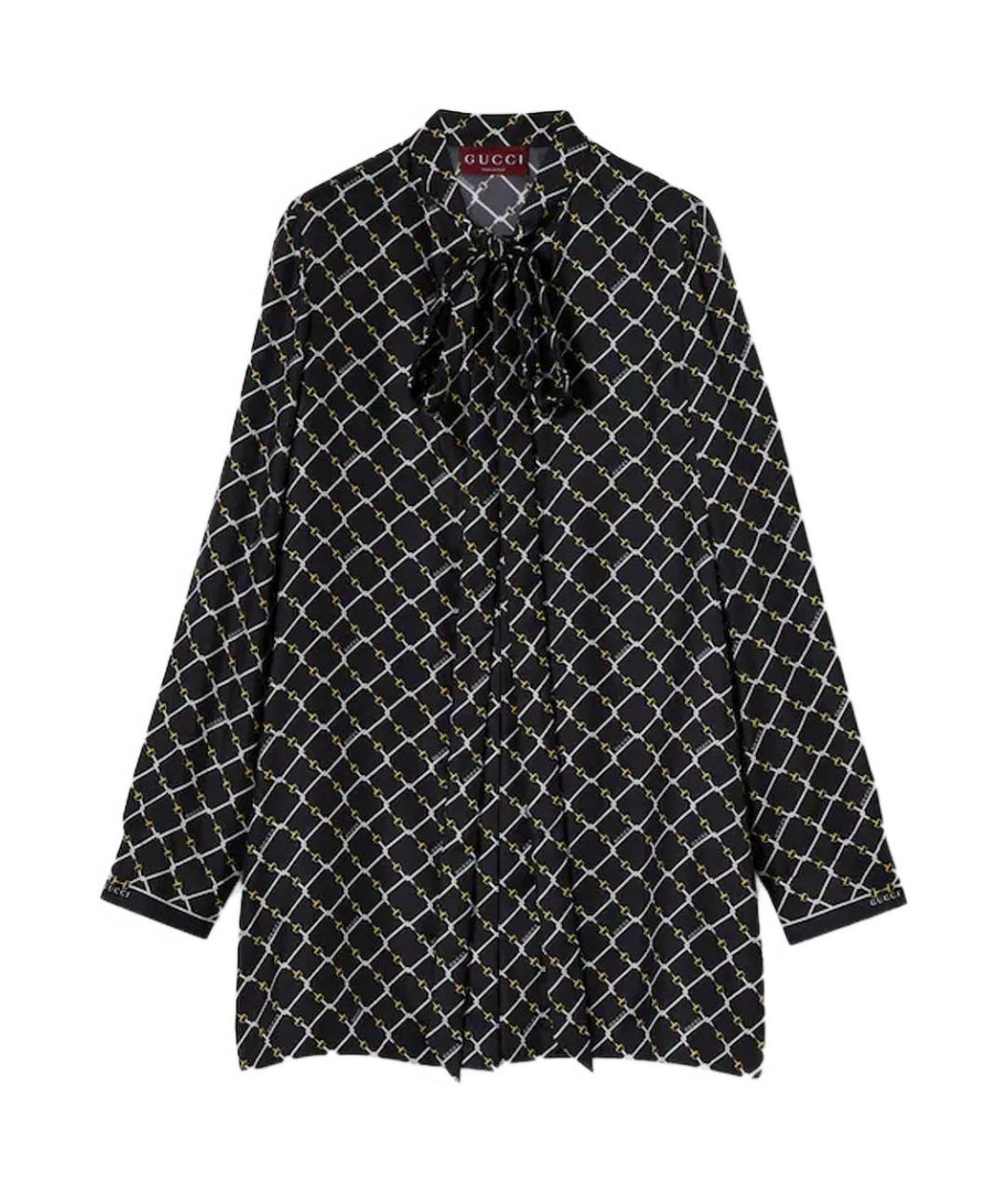 GUCCI Черное шелковое повседневное платье, фото 1