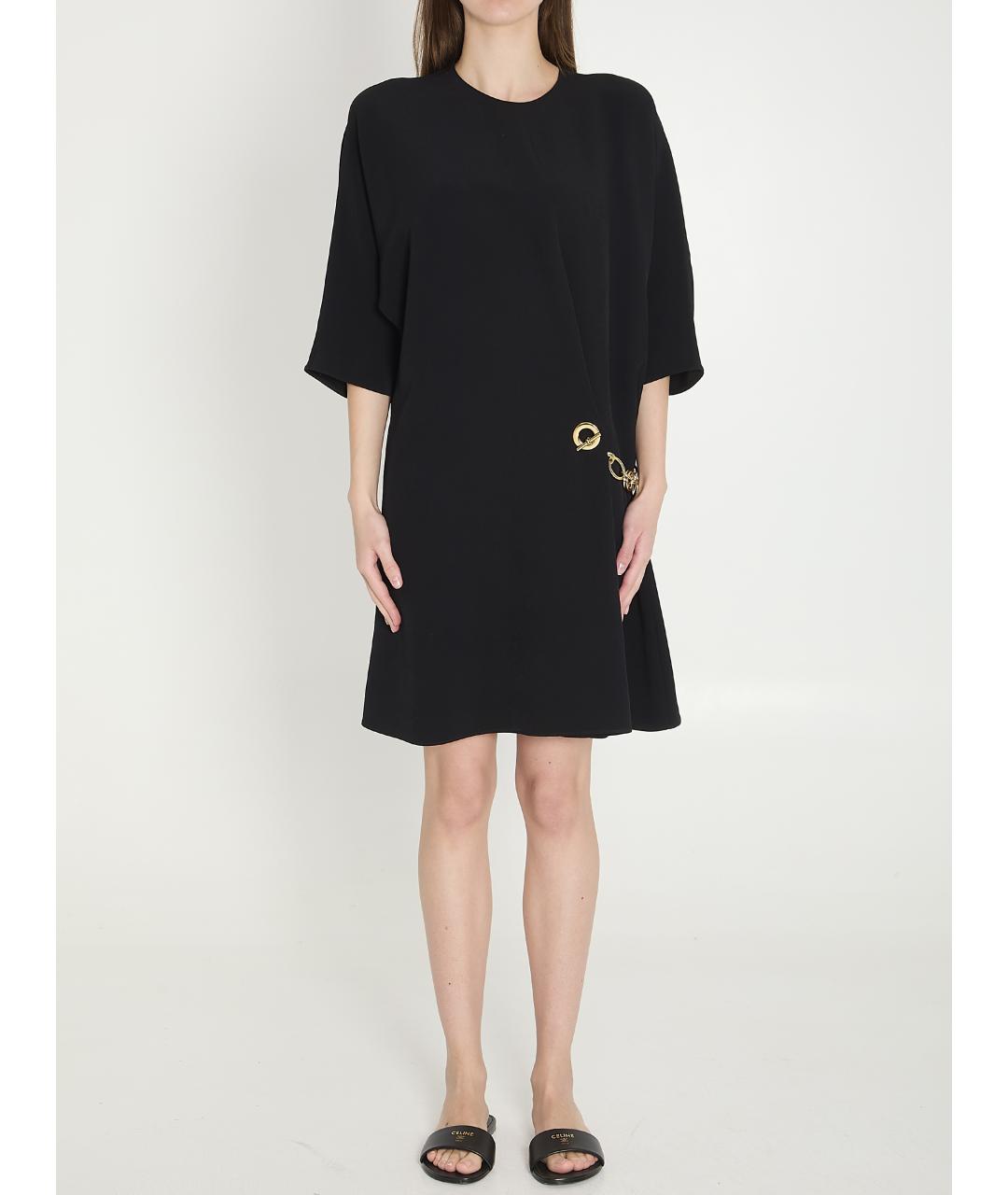 CELINE Черное вискозное повседневное платье, фото 2