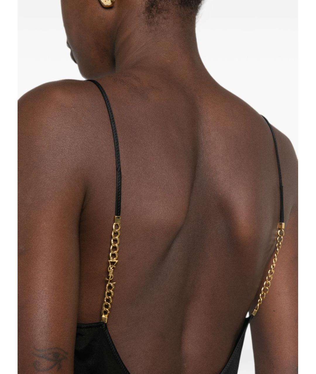SAINT LAURENT Черная шелковая майка, фото 2