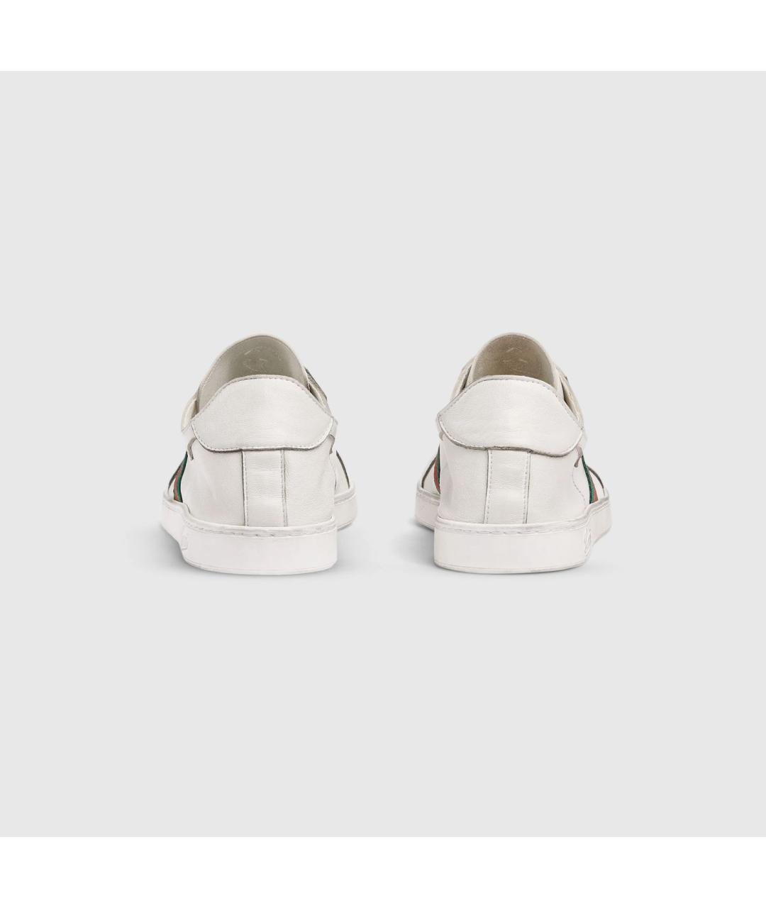 GUCCI Белые кожаные низкие кроссовки / кеды, фото 3