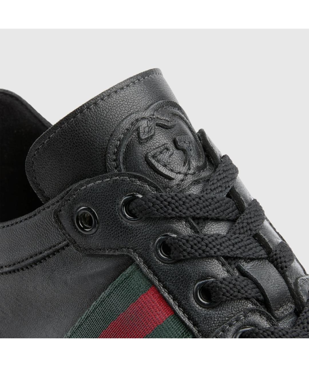 GUCCI Черные кожаные низкие кроссовки / кеды, фото 3