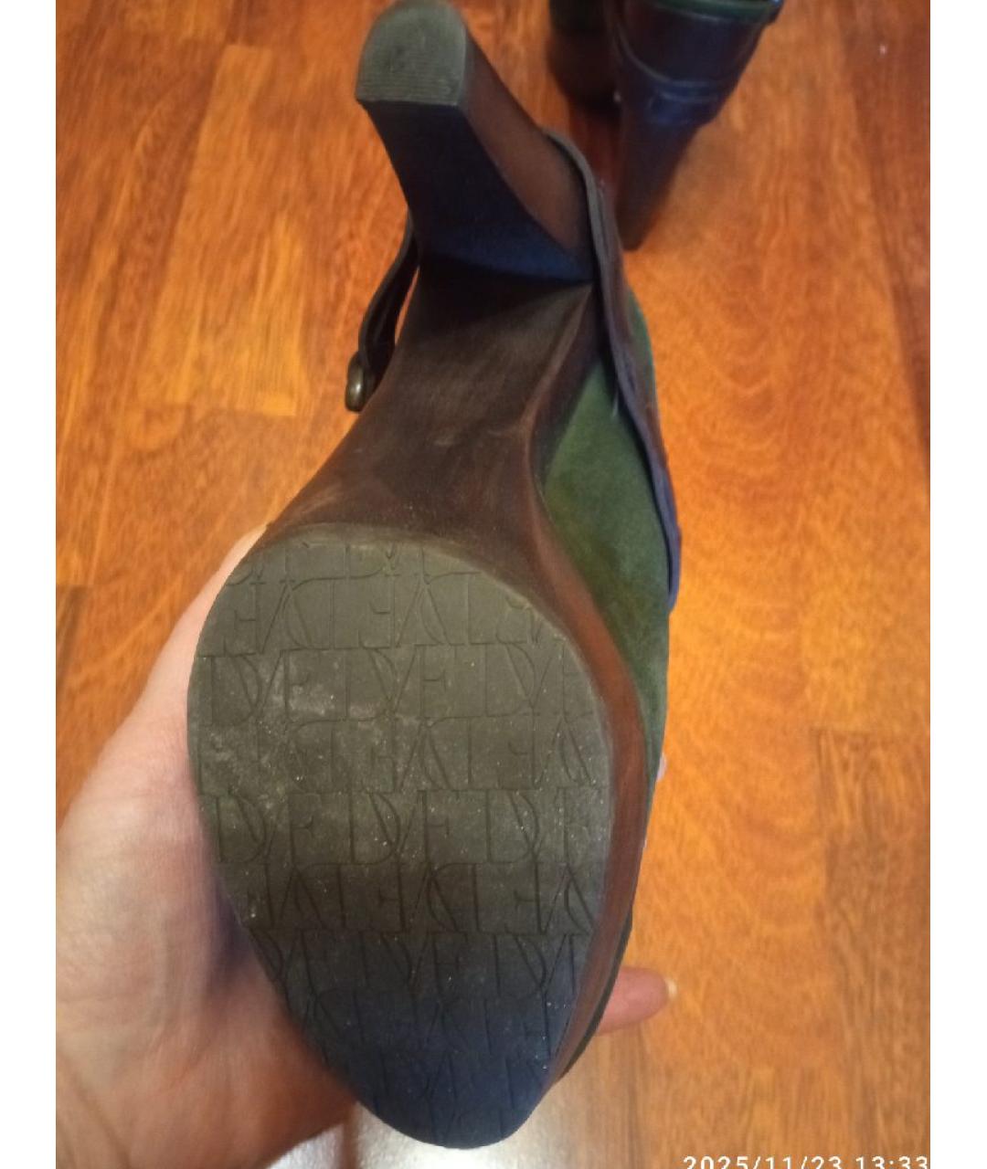 DIANE VON FURSTENBERG Зеленые нубуковые сабо, фото 7