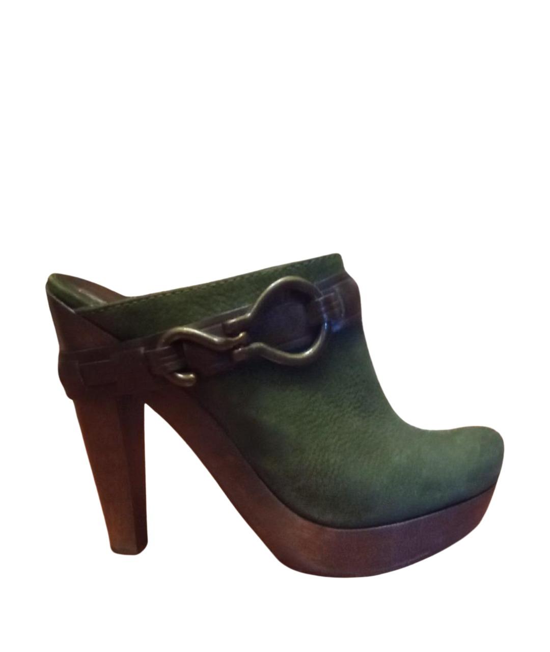 DIANE VON FURSTENBERG Зеленые нубуковые сабо, фото 1