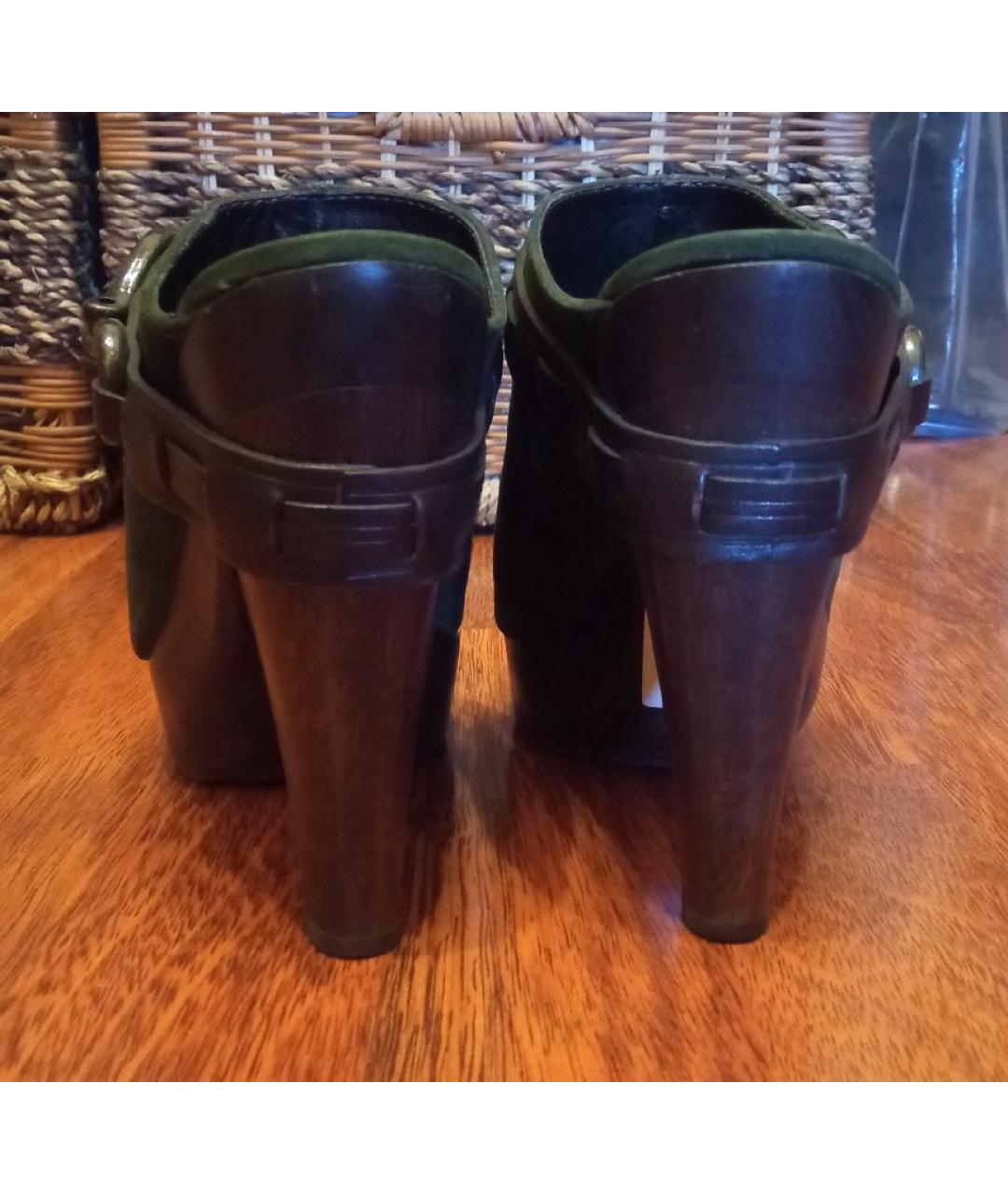 DIANE VON FURSTENBERG Зеленые нубуковые сабо, фото 4