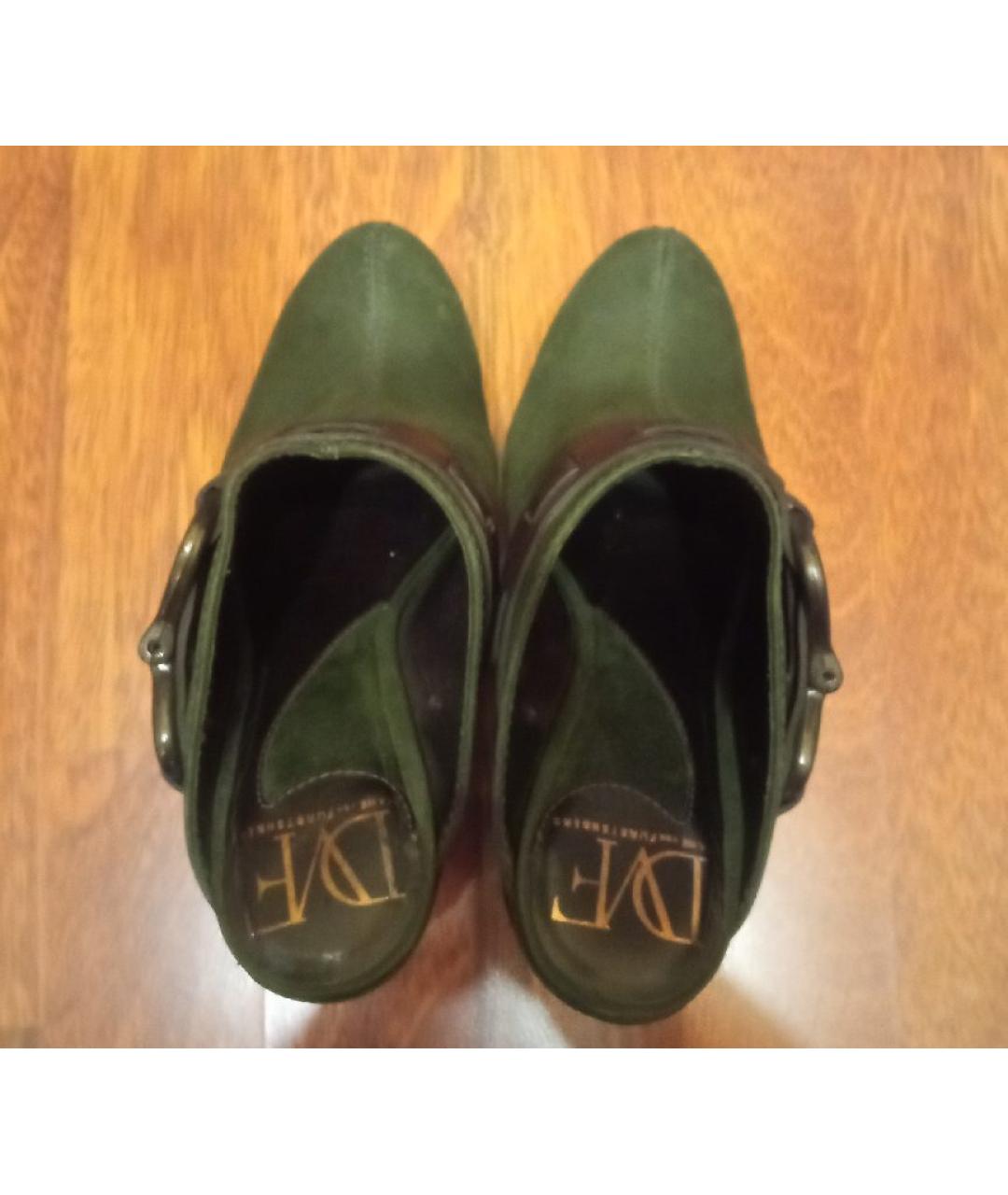 DIANE VON FURSTENBERG Зеленые нубуковые сабо, фото 3