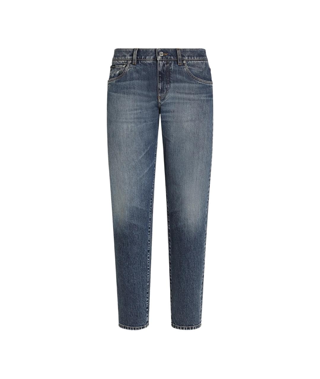 DOLCE&GABBANA Синие хлопковые прямые джинсы, фото 1