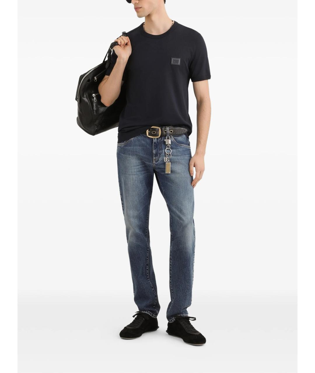 DOLCE&GABBANA Синие хлопковые прямые джинсы, фото 2