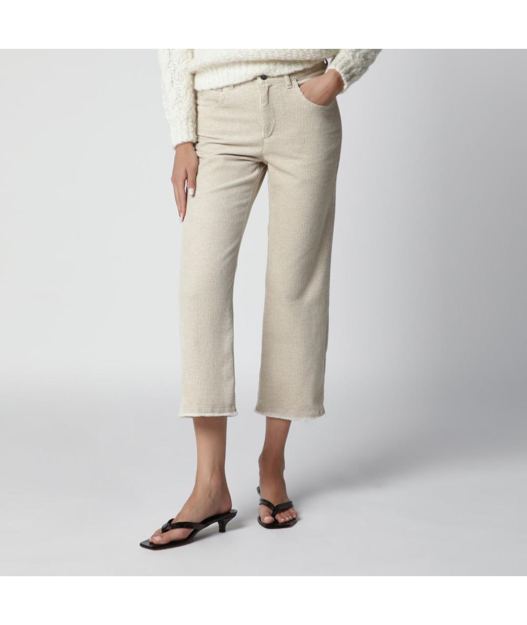 ISABEL MARANT Бежевые хлопковые прямые брюки, фото 4