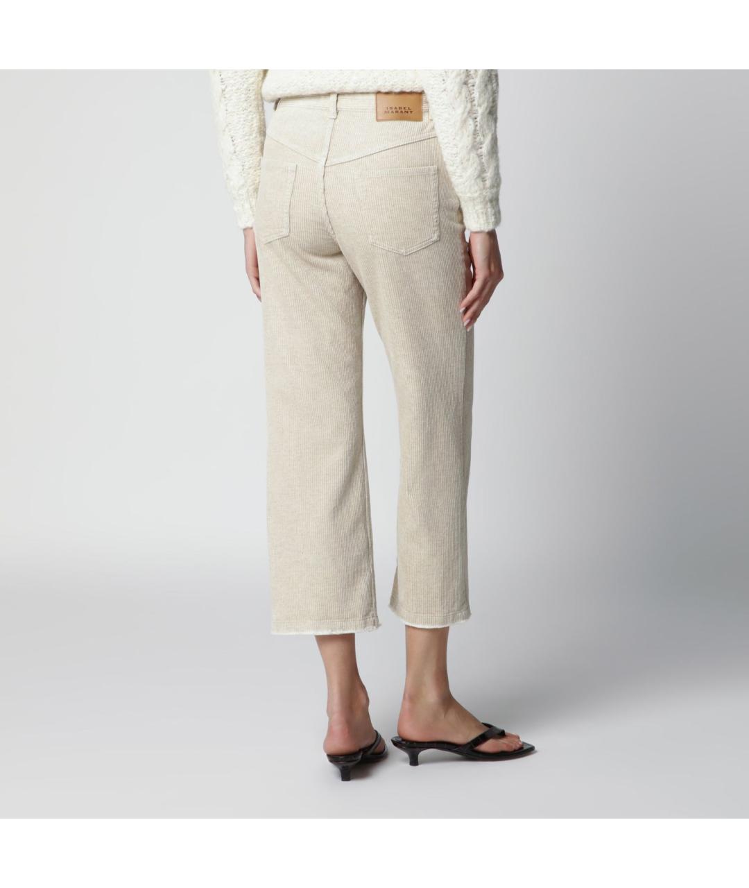 ISABEL MARANT Бежевые хлопковые прямые брюки, фото 2