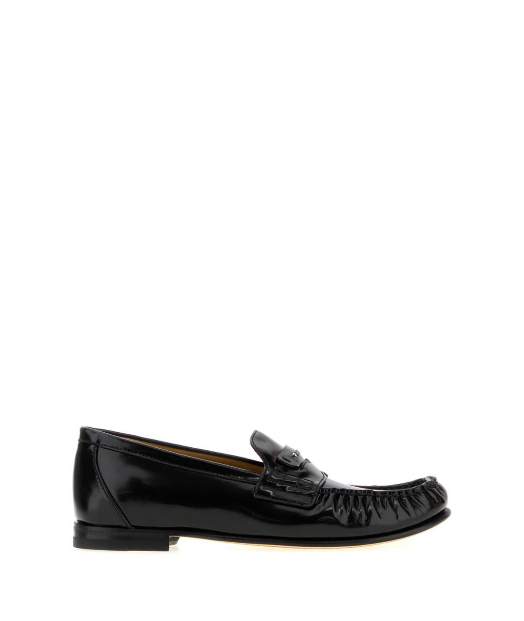 FENDI Черные кожаные лоферы, фото 1