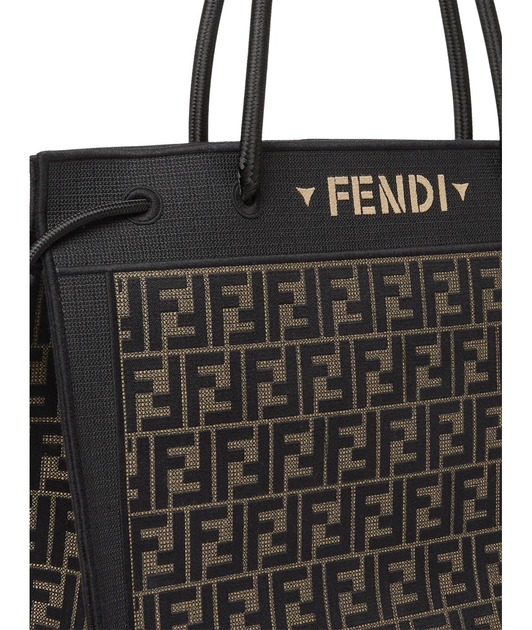 FENDI Коричневая хлопковая сумка тоут, фото 5