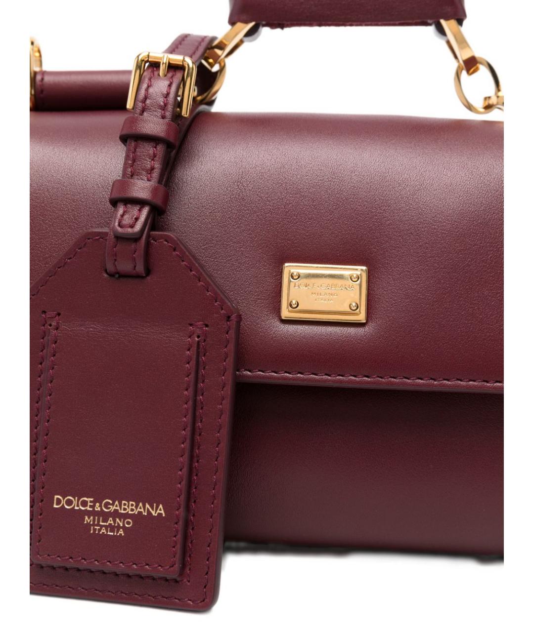 DOLCE&GABBANA Бордовая кожаная сумка с короткими ручками, фото 5