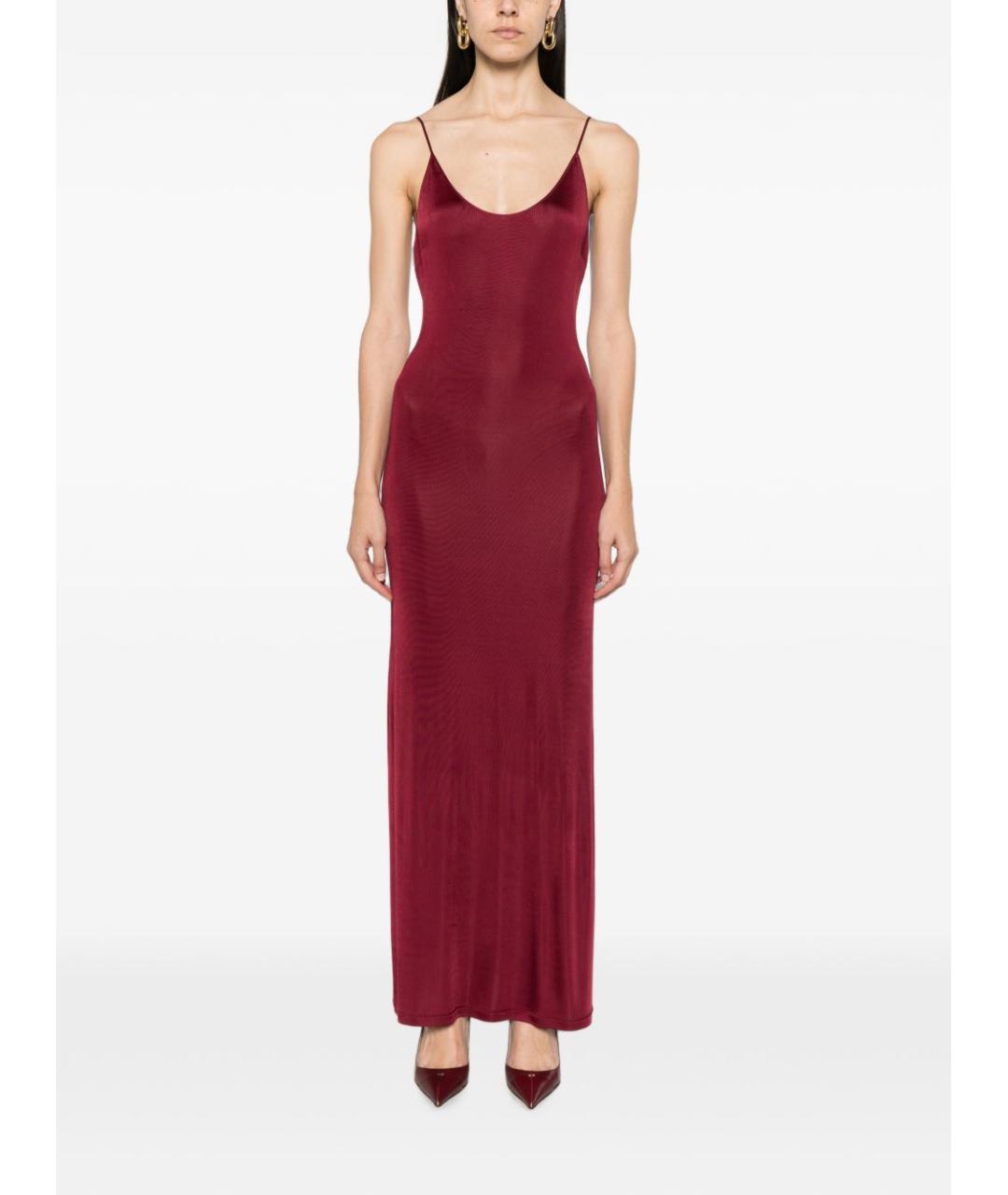 SAINT LAURENT Бордовое вискозное повседневное платье, фото 5