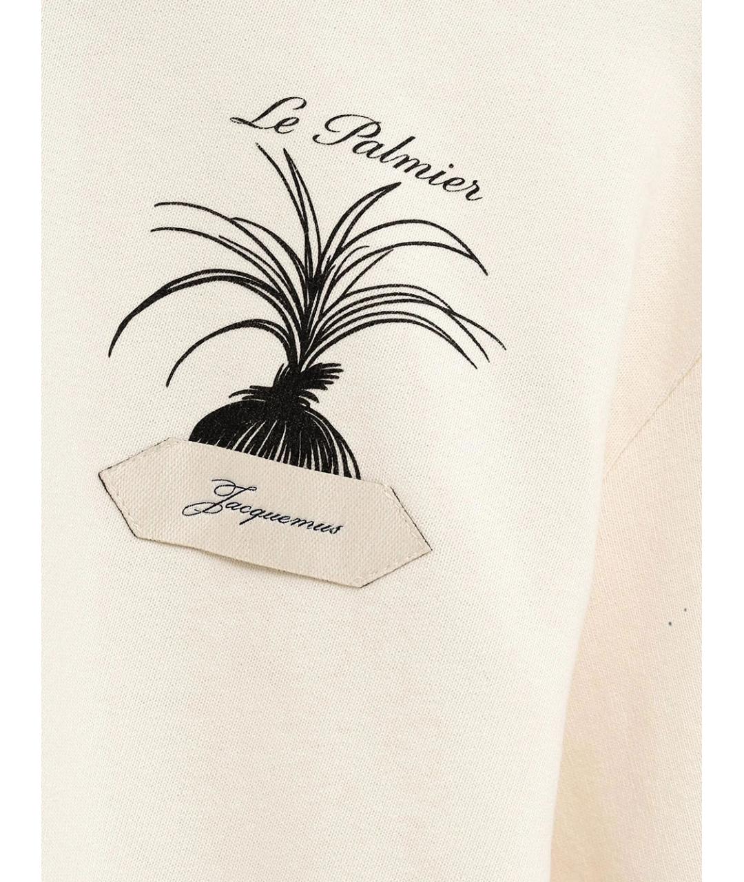 JACQUEMUS Бежевая хлопковая футболка, фото 3