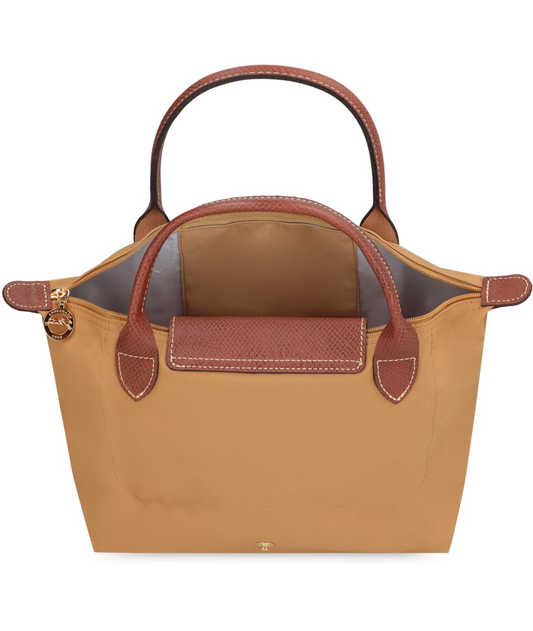 LONGCHAMP Коричневая синтетическая сумка с короткими ручками, фото 5