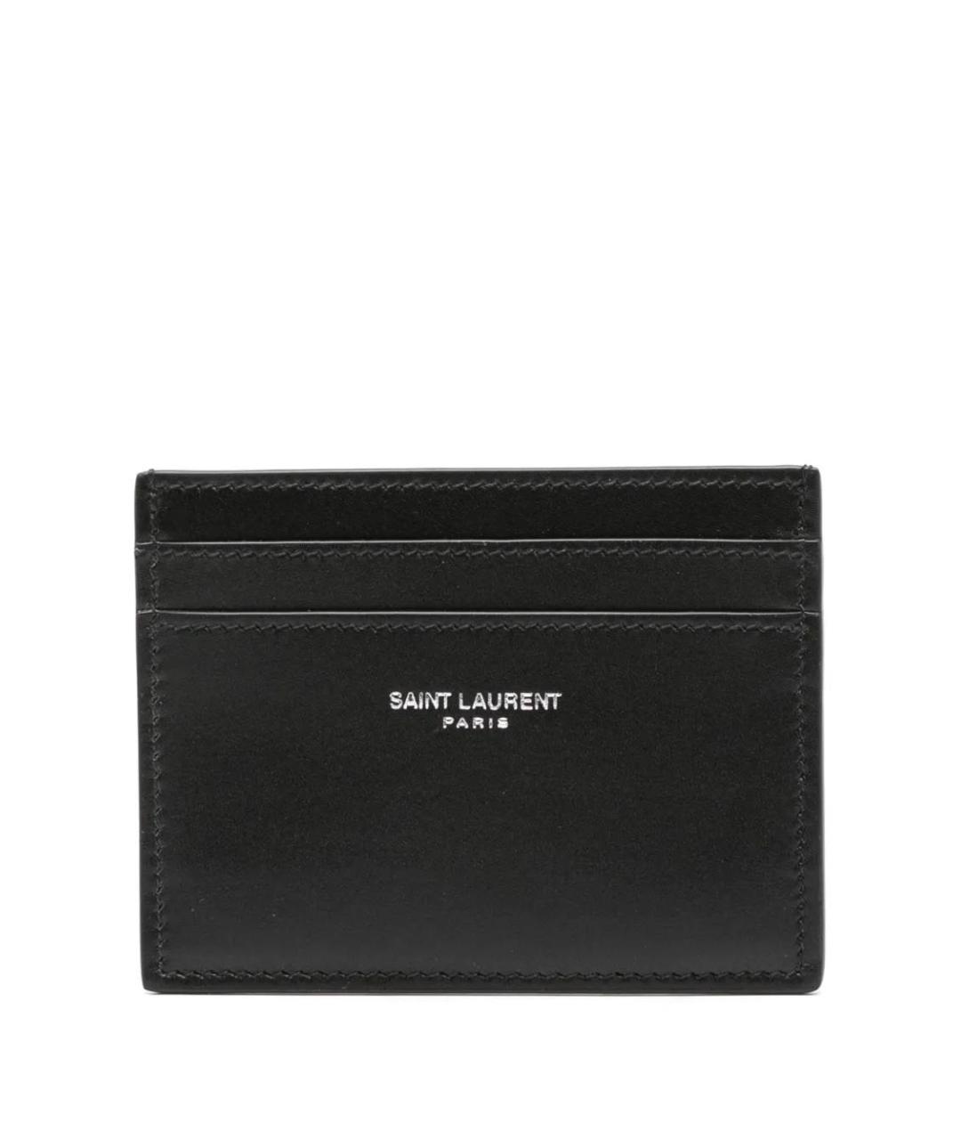 SAINT LAURENT Черный кожаный кардхолдер, фото 1
