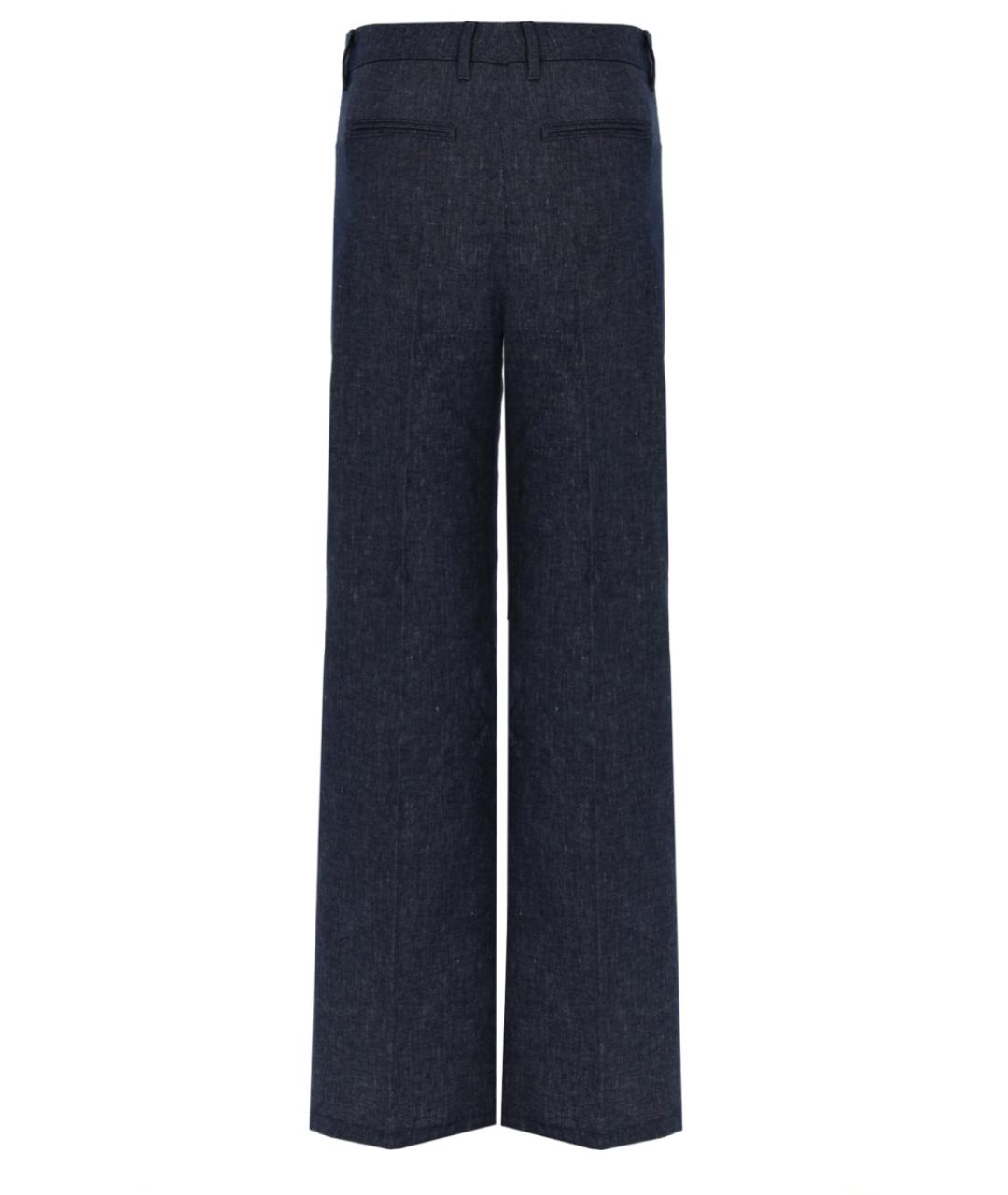 'S MAX MARA Синие хлопковые прямые брюки, фото 2
