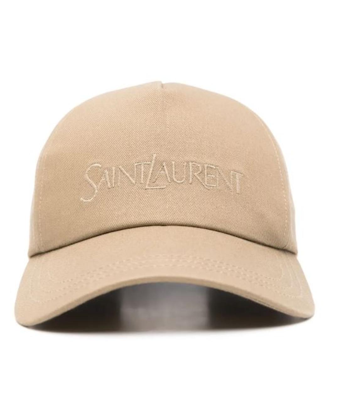 SAINT LAURENT Бежевая хлопковая кепка, фото 1