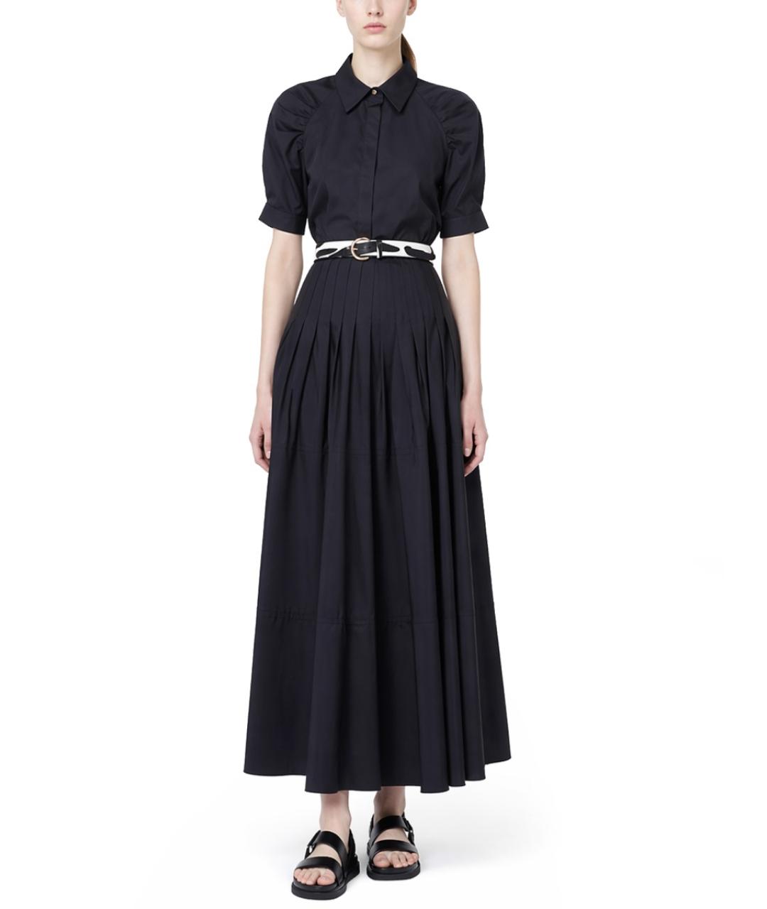 MAX MARA Черная хлопковая юбка миди, фото 2