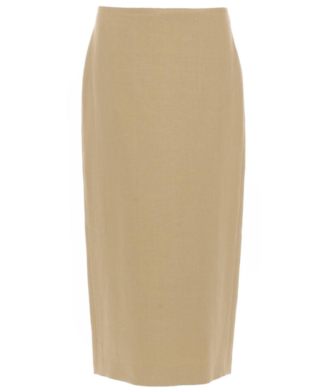 MAX MARA Бежевая льняная юбка миди, фото 1