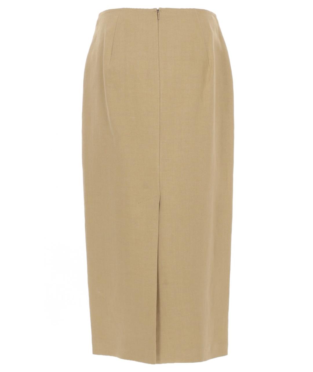 MAX MARA Бежевая льняная юбка миди, фото 3