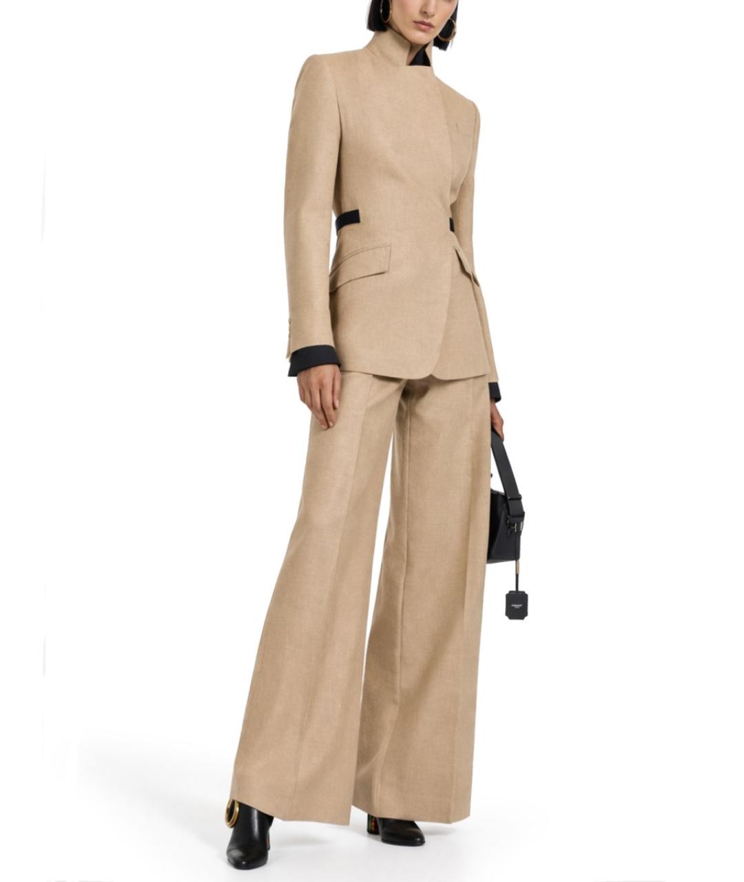 MAX MARA Бежевые льняные брюки широкие, фото 2