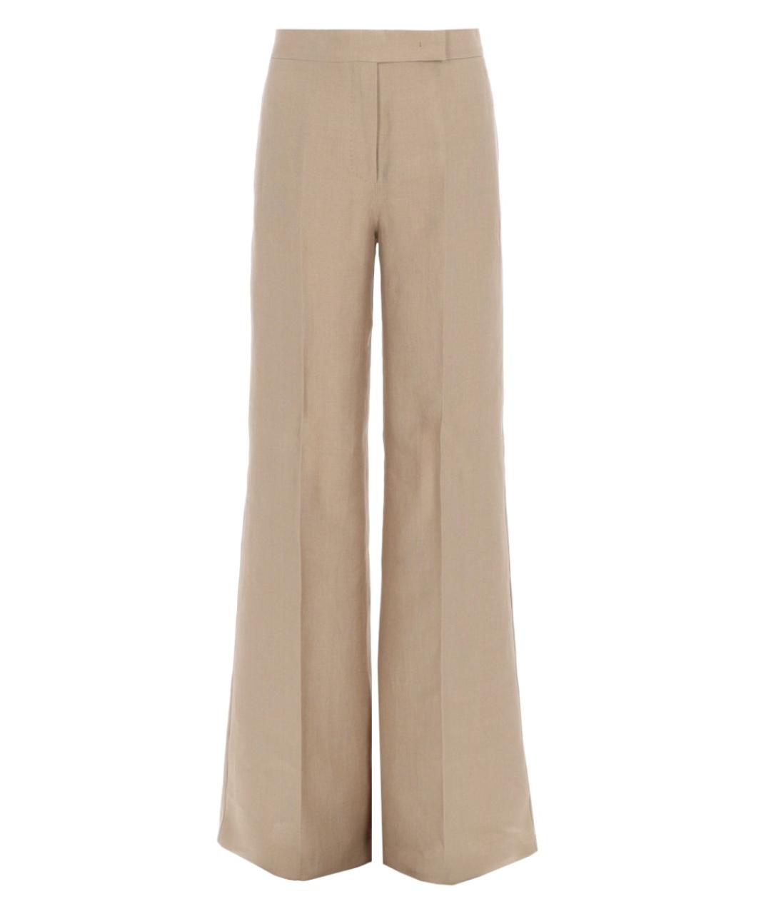 MAX MARA Бежевые льняные брюки широкие, фото 1