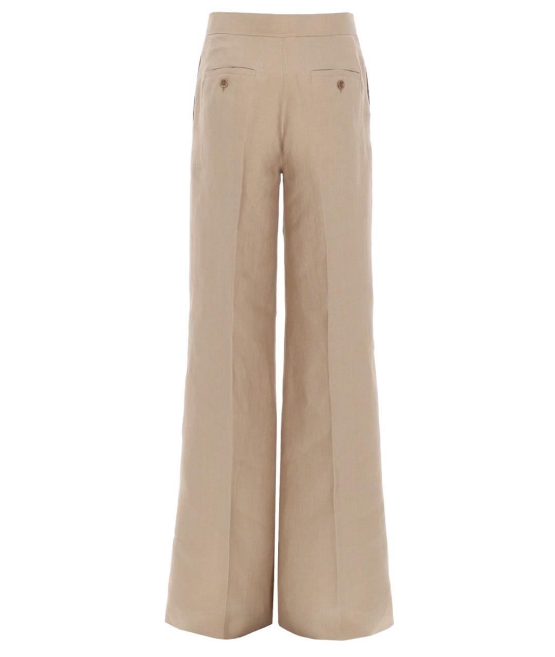 MAX MARA Бежевые льняные брюки широкие, фото 3