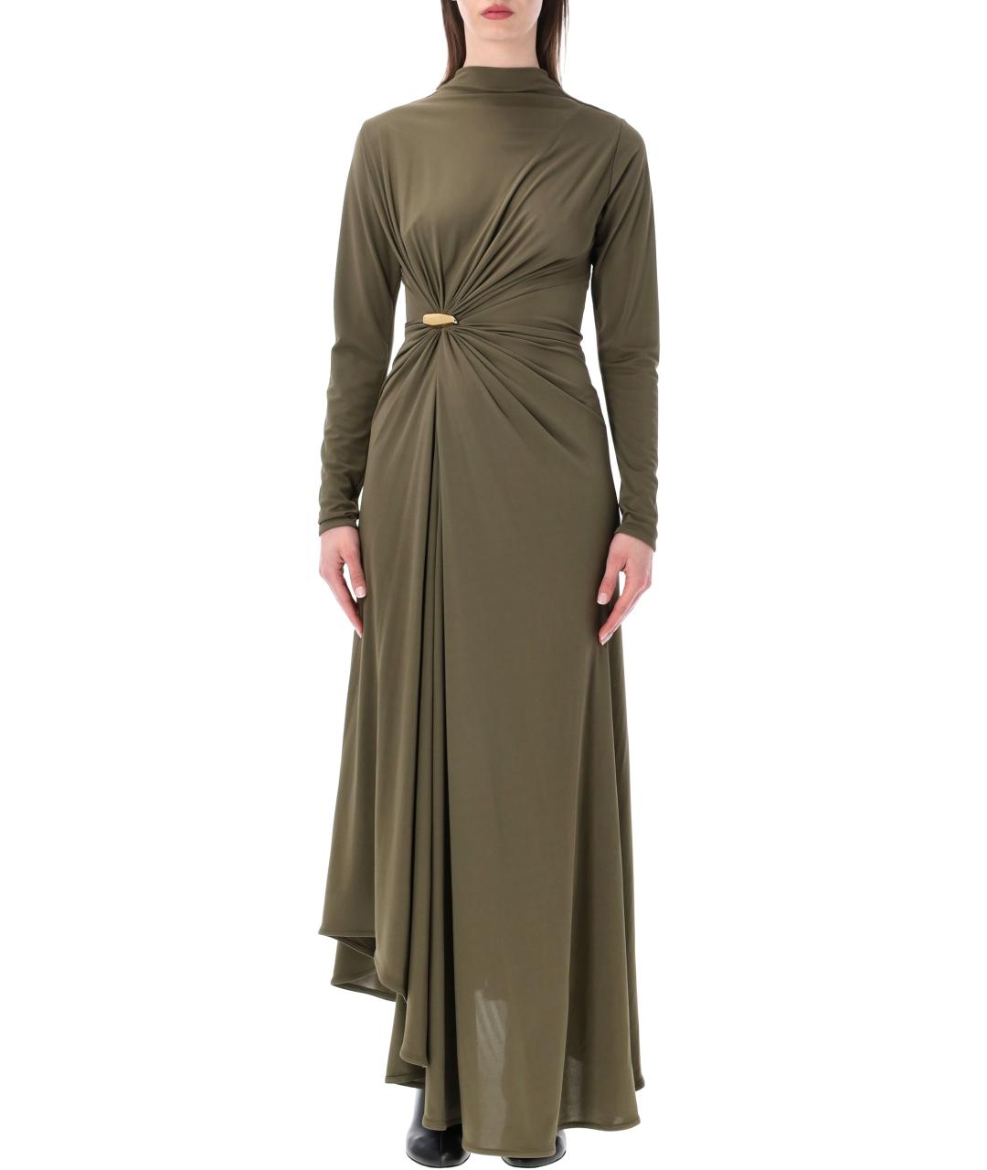 BOTTEGA VENETA Хаки вискозное коктейльное платье, фото 5