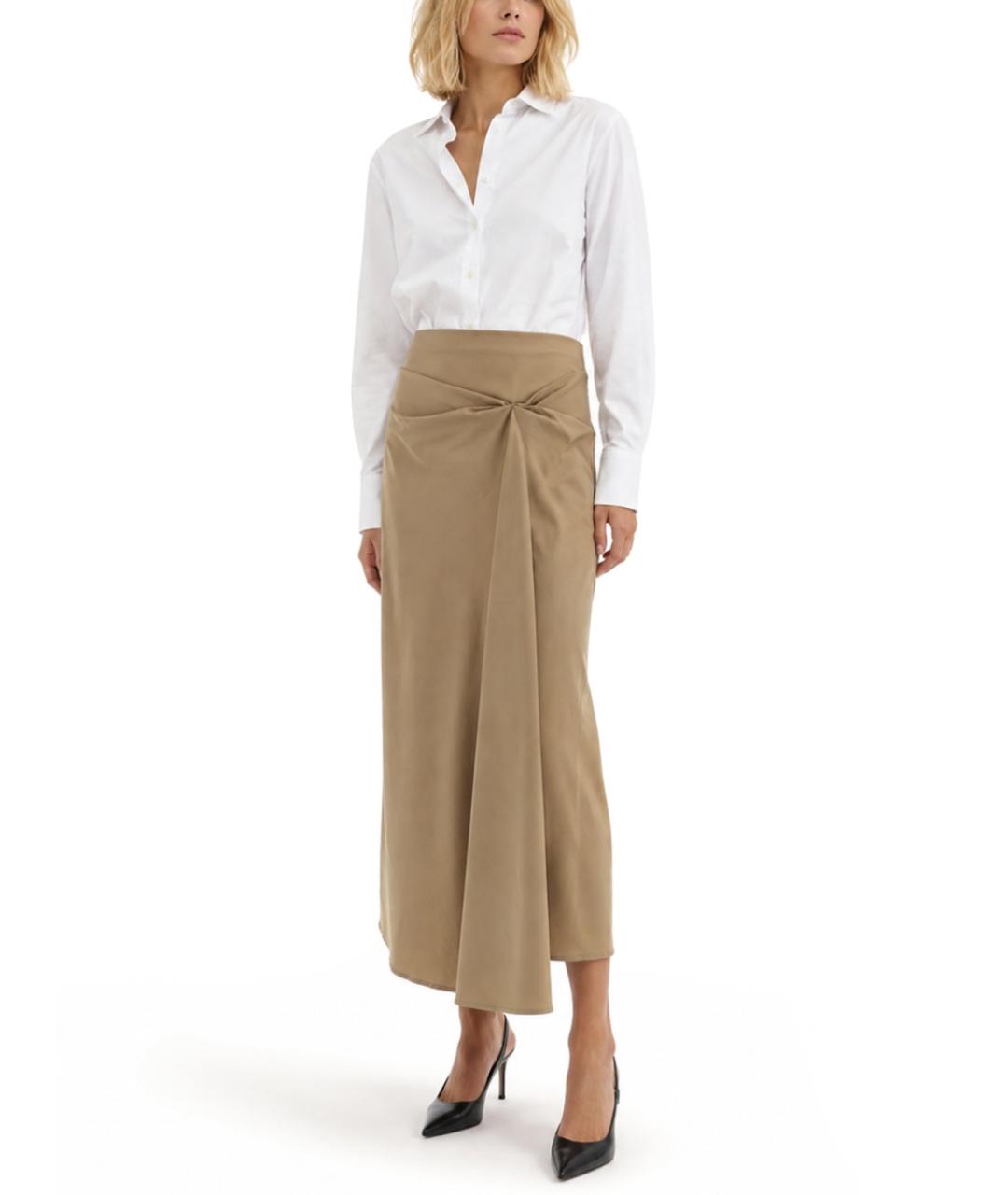 MAX MARA Бежевая хлопковая юбка миди, фото 2