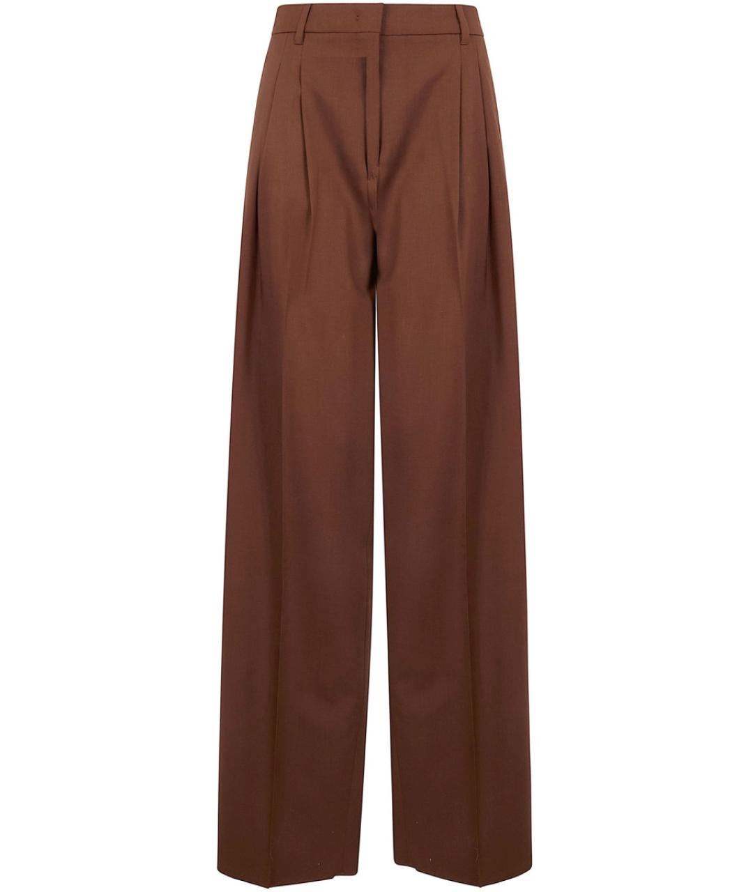 MAX MARA Коричневые шерстяные прямые брюки, фото 1