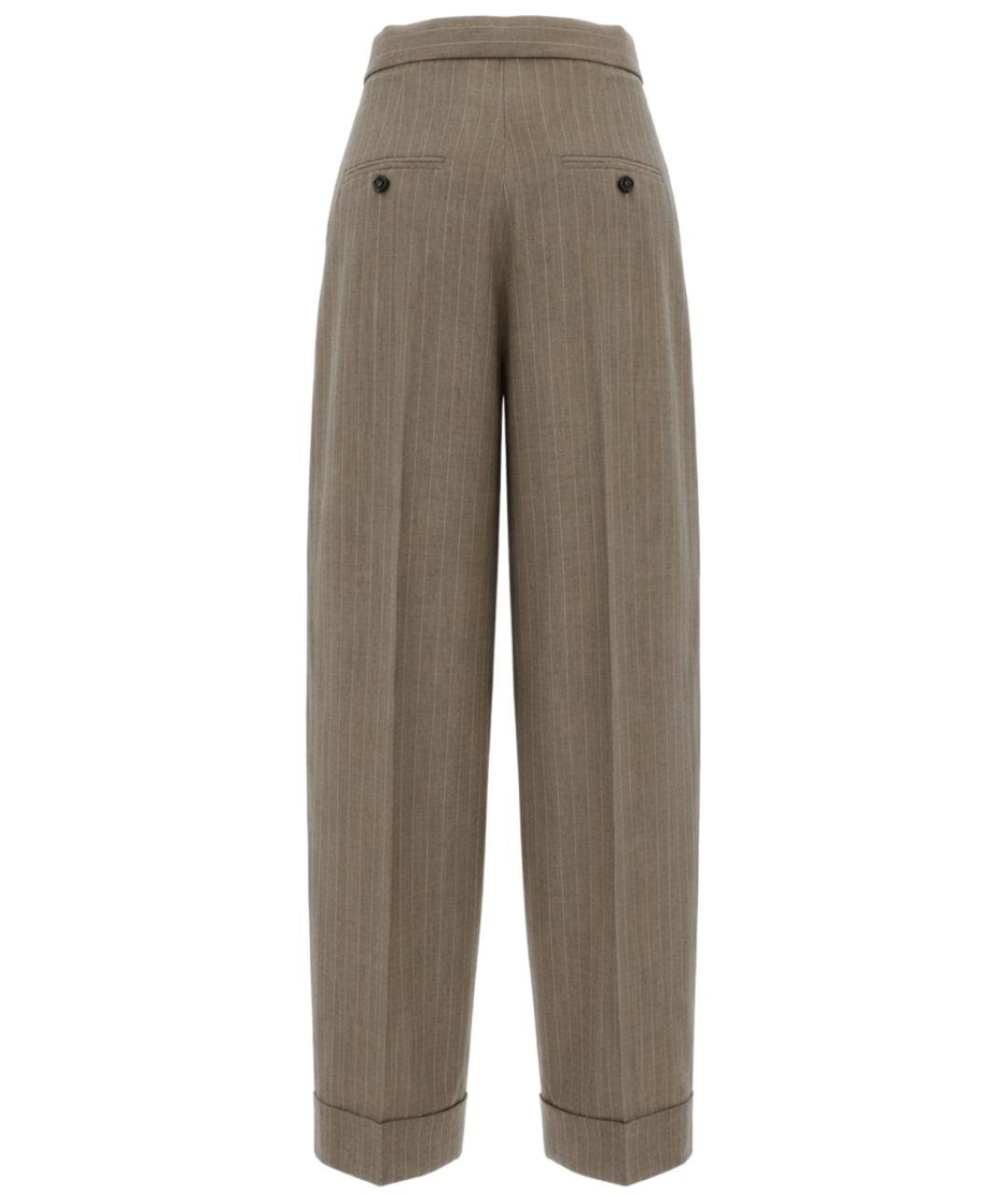 MAX MARA Коричневые шерстяные прямые брюки, фото 2