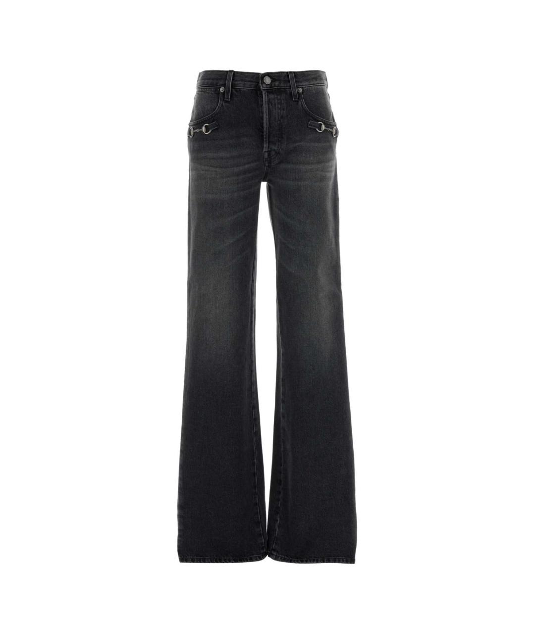 GUCCI Антрацитовые хлопковые прямые джинсы, фото 1