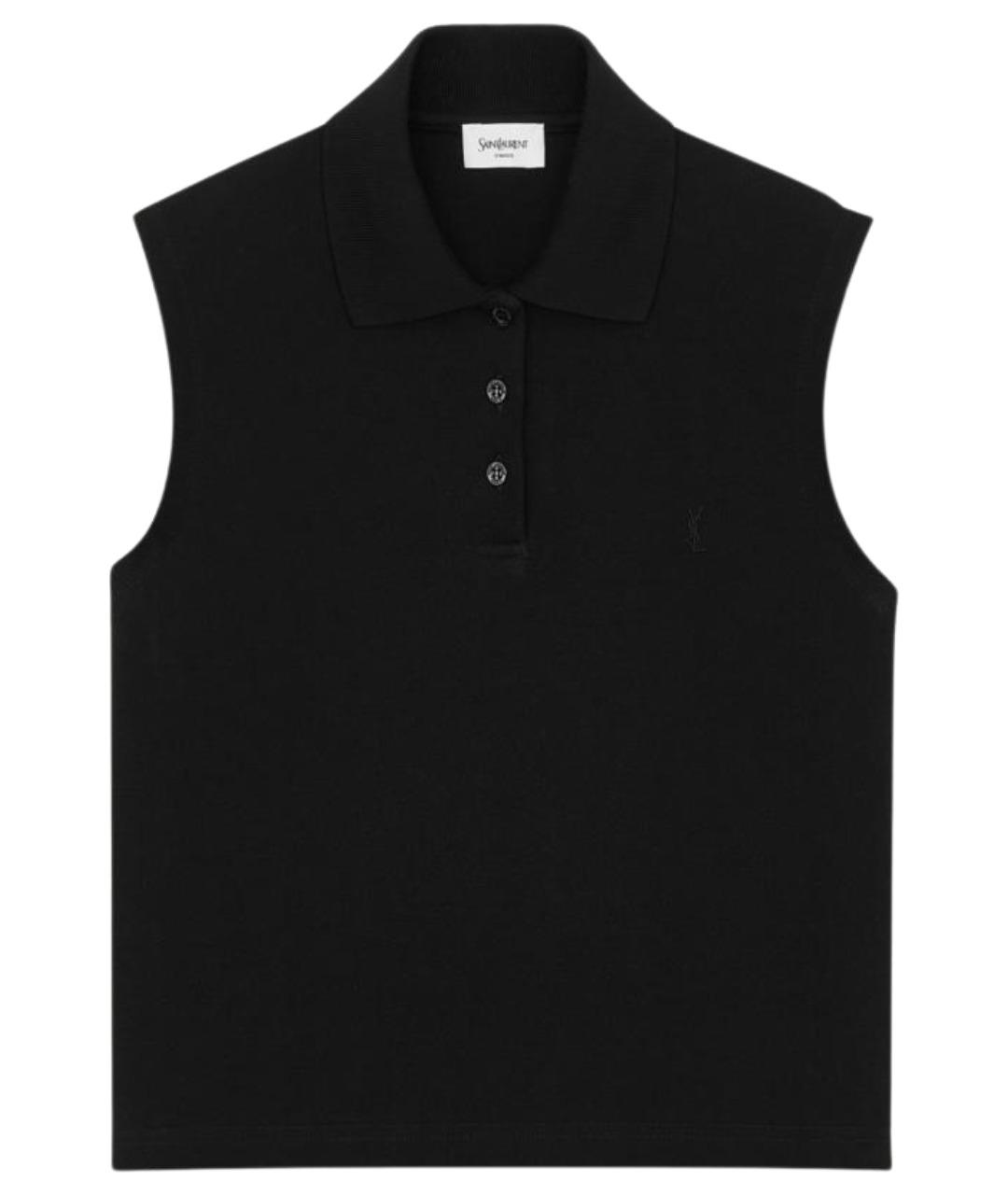 SAINT LAURENT Черная хлопковая майка, фото 1