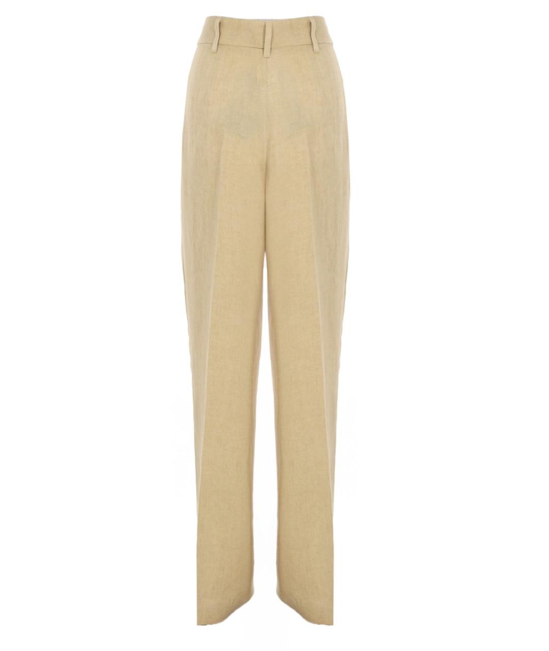 MAX MARA Бежевые льняные прямые брюки, фото 3