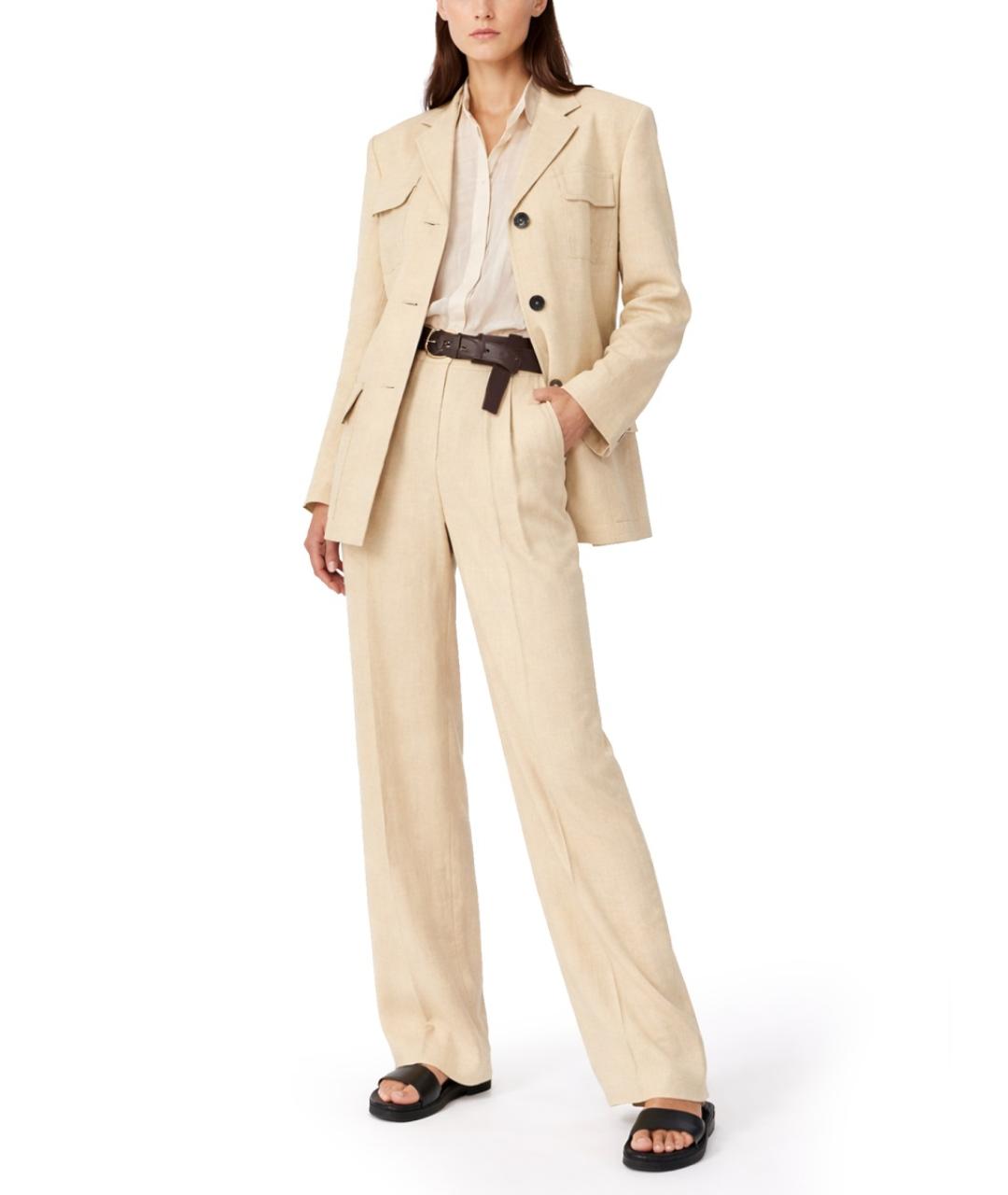 MAX MARA Бежевые льняные прямые брюки, фото 2