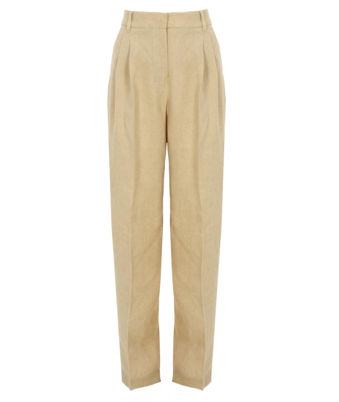MAX MARA Бежевые льняные прямые брюки, фото 1