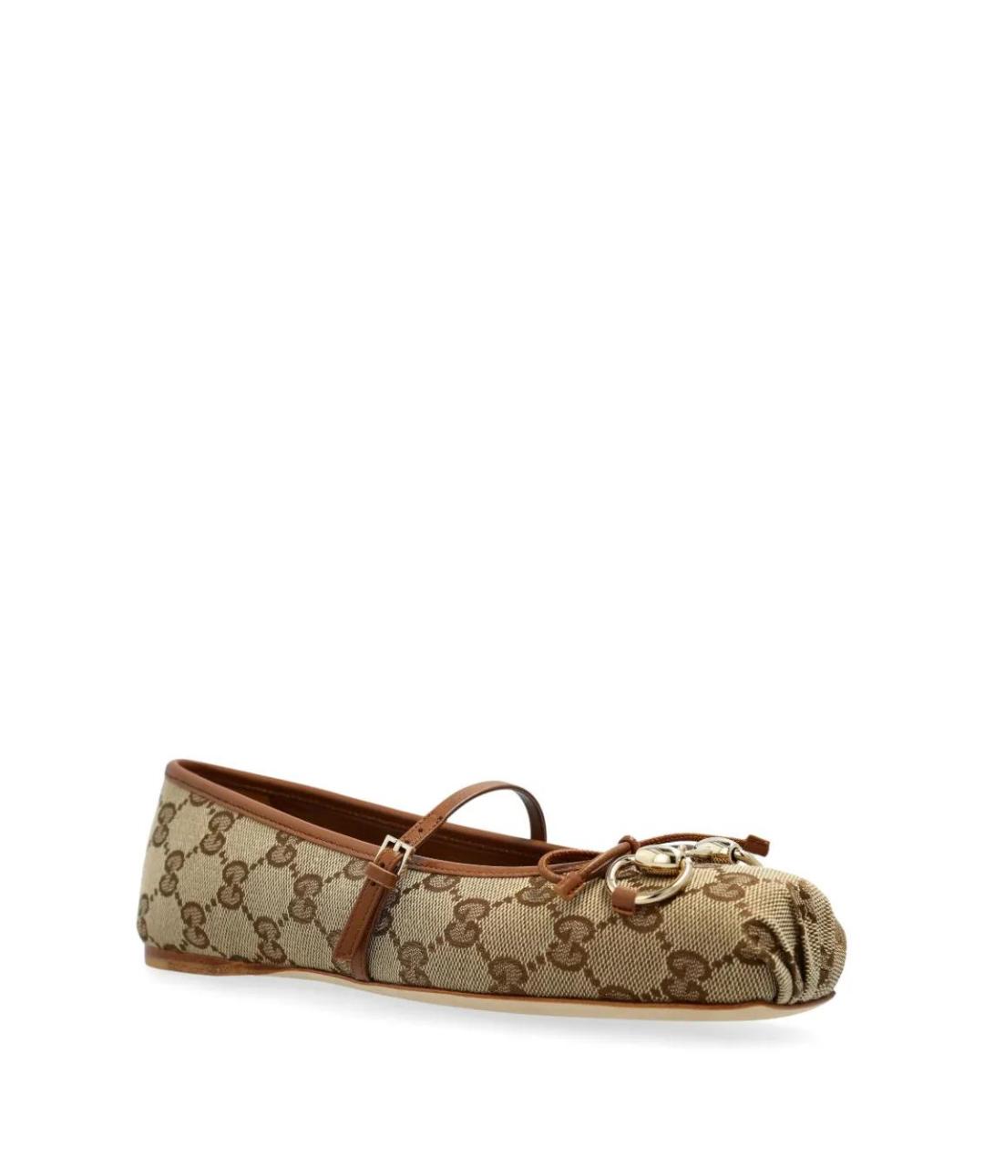 GUCCI Бежевые текстильные балетки, фото 2