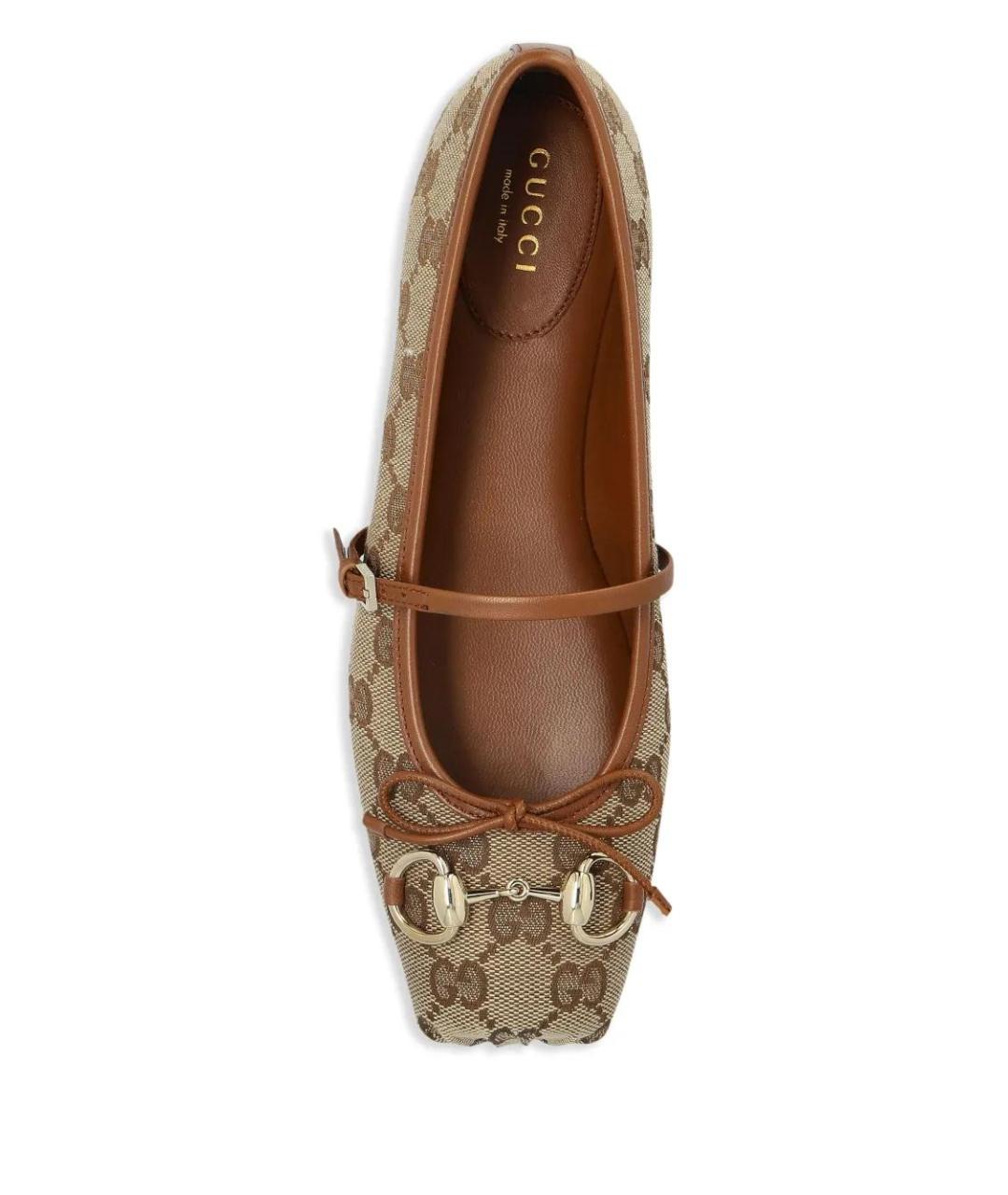 GUCCI Бежевые текстильные балетки, фото 4