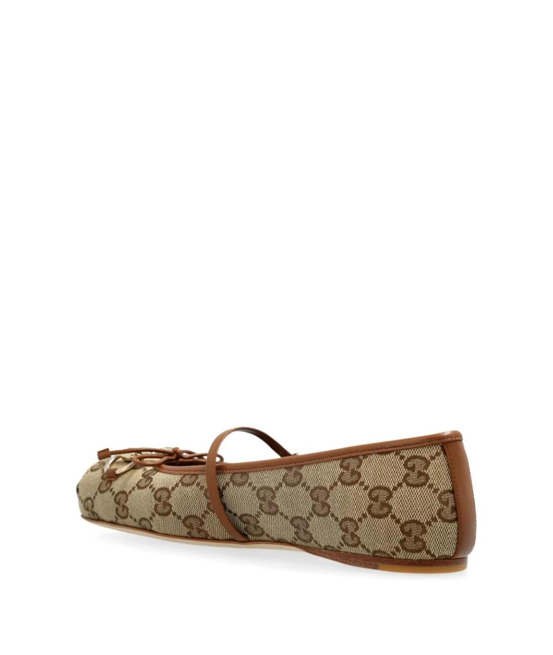 GUCCI Бежевые текстильные балетки, фото 3