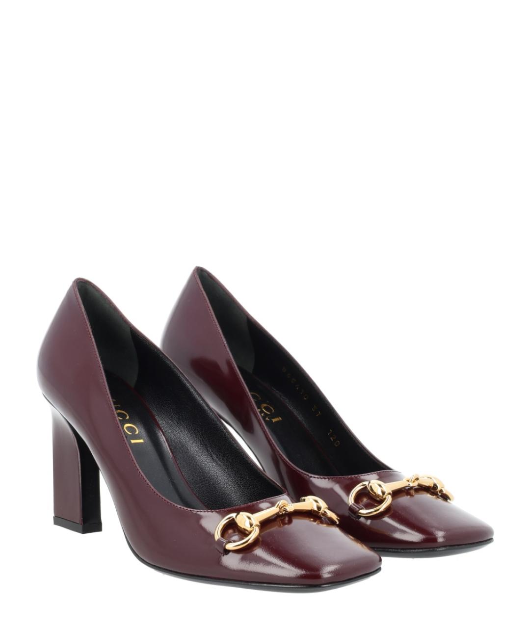 GUCCI Бордовые кожаные туфли, фото 2