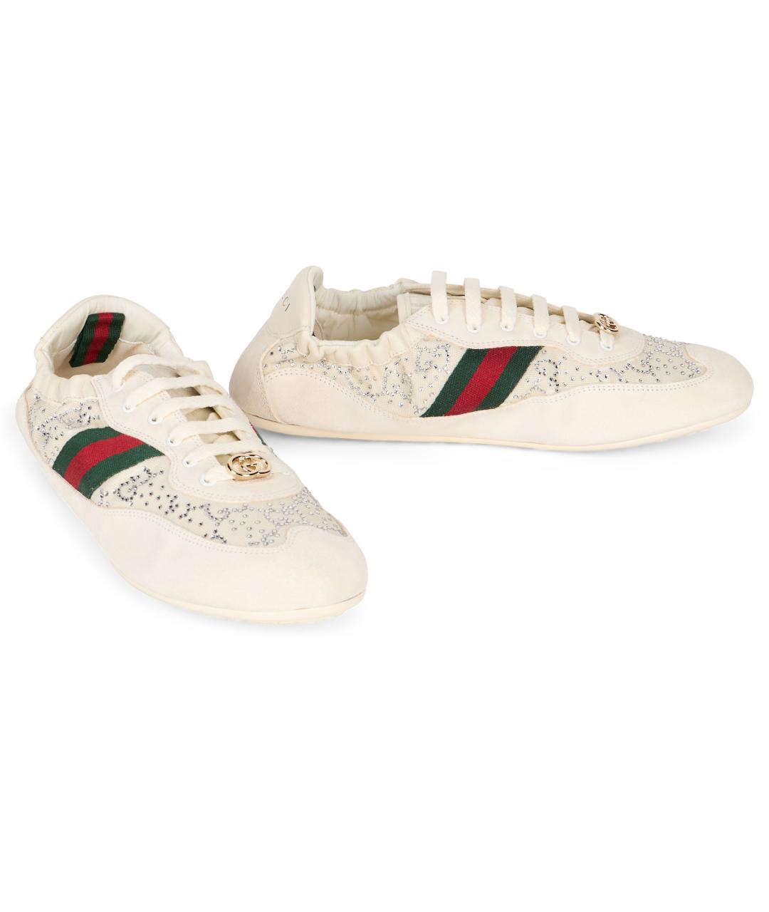 GUCCI Белые кожаные кроссовки, фото 3