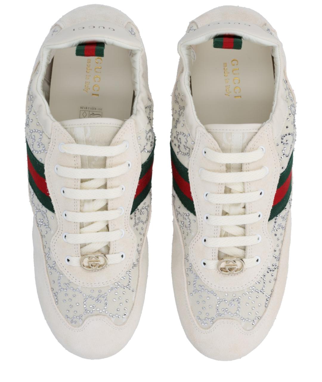 GUCCI Белые кожаные кроссовки, фото 5